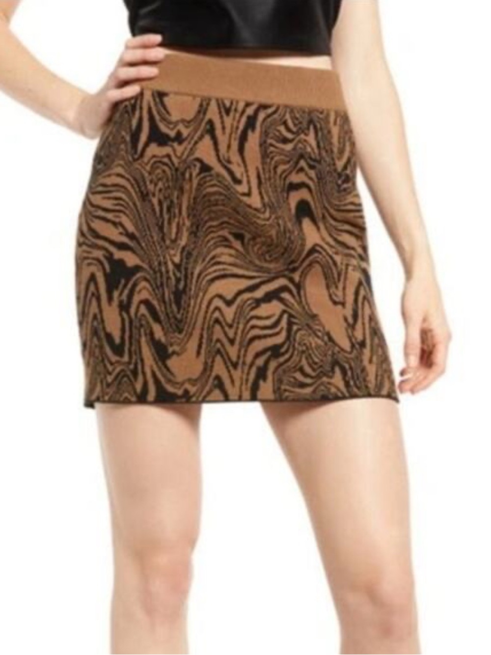 NWOT Good American Women's Intarsia Swirl Knit Stretch Mini Skirt size 2xl/3xl